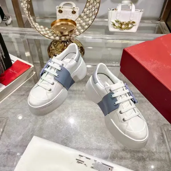 Hogan H222 Platform Sneakers White and Lilac Chunky Sneakers - 6