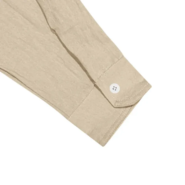 Design Linen Shirt and Drawstring Pants Set White Casual Set - 11