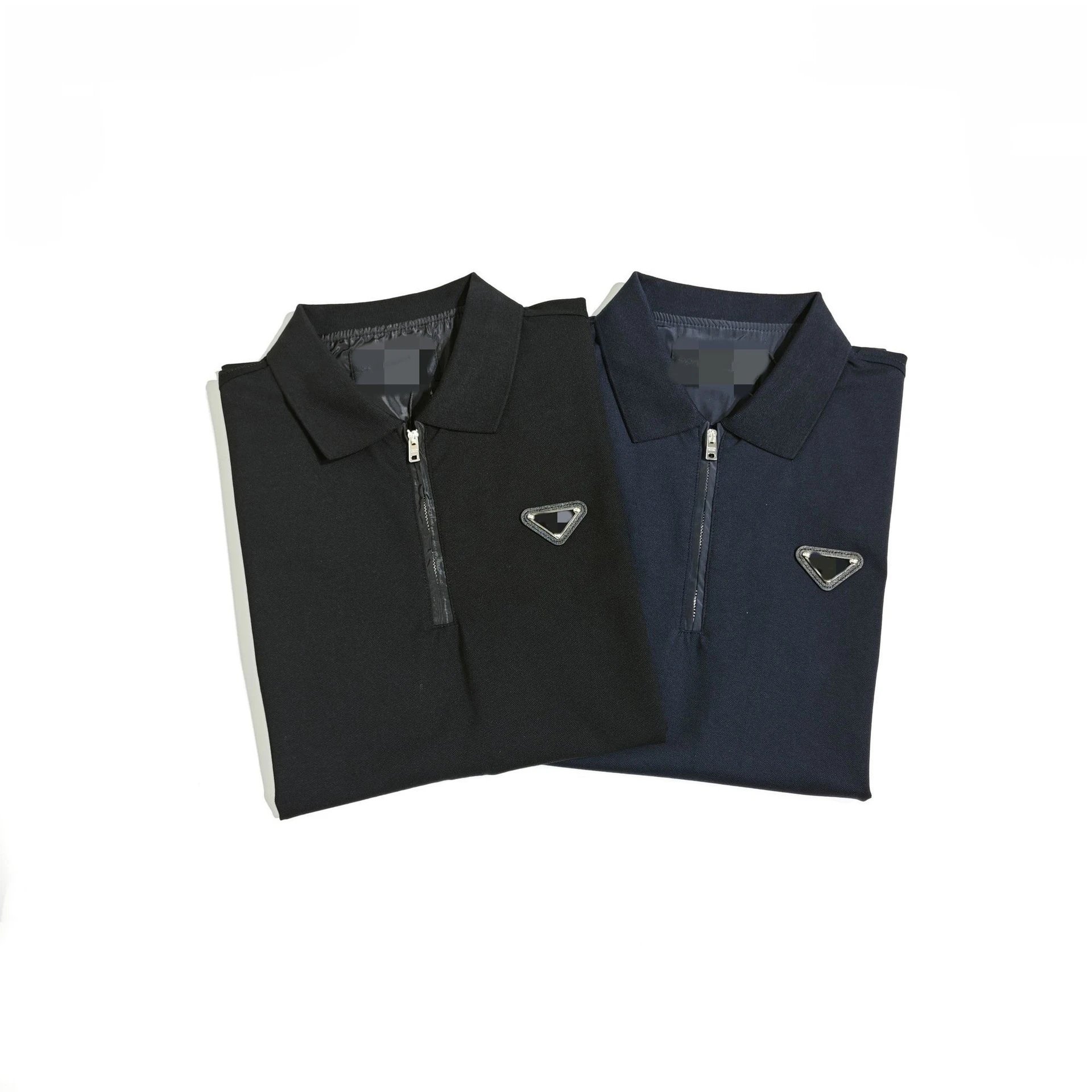 Prada Re-Nylon Black Triangle Logo Zip Polo Shirt