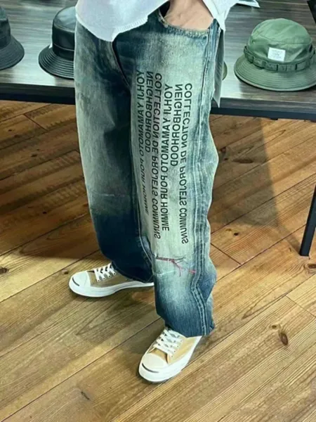 Yohji Yamamoto x Neighborhood Collection de Projets Communs Distressed Denim Jeans - 31