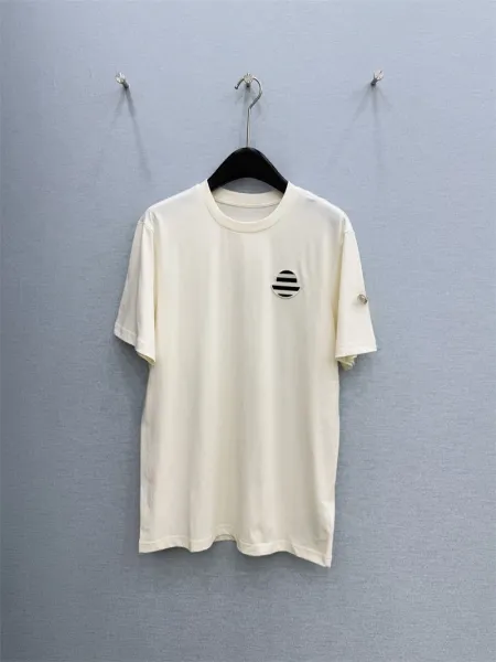 Design Minimalist Stripe Logo Cream T-Shirt - 5