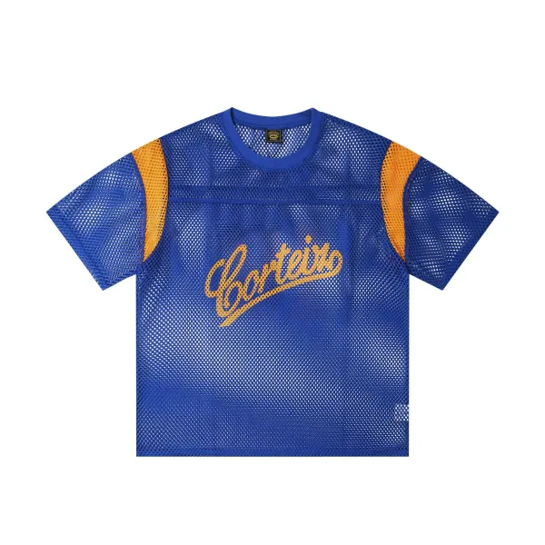 Corteiz Mesh Jersey Yellow Black Tops - 12