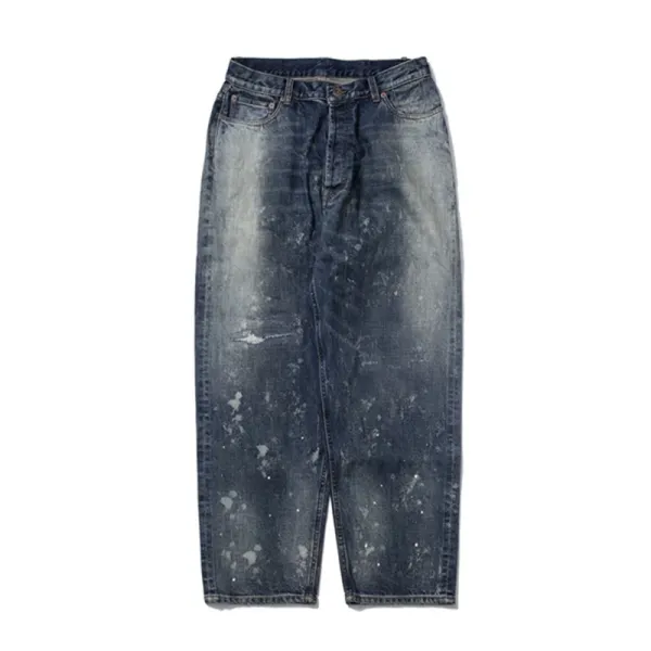 Design Paint-Splatter Washed Denim Jeans - 4