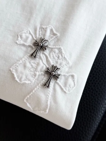 Chrome Hearts Cross Embroidered White T-Shirt - 7