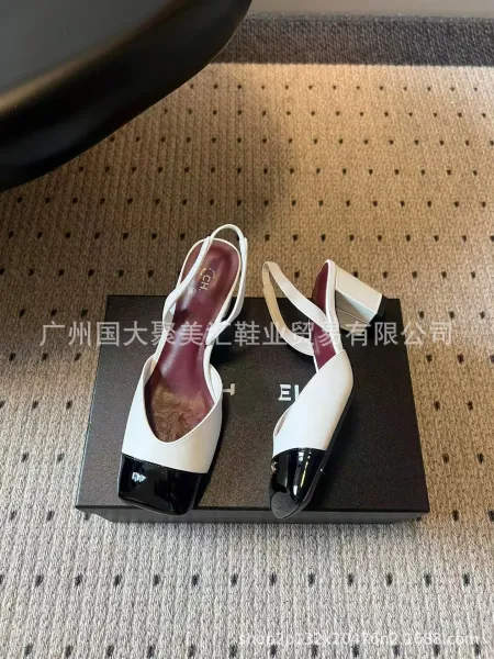 HAN Slingback Square-Toe Heels Black - 7