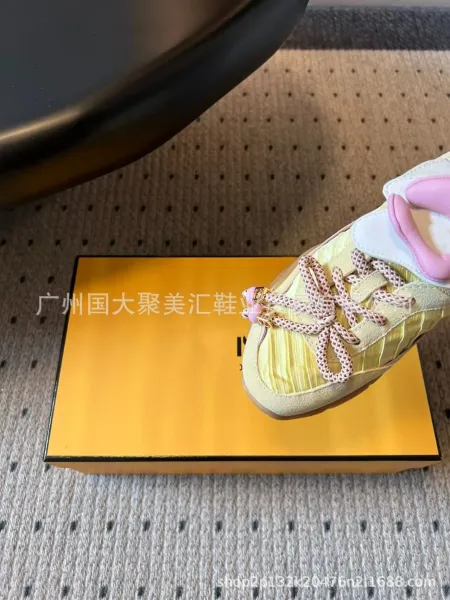 Fendi Bow-Strap Pink Suede Sneakers - 10