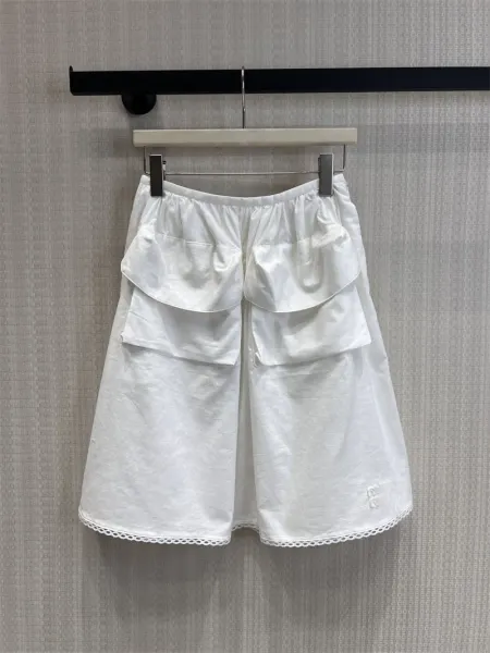 Design Ruffled Pocket Shorts White - 14
