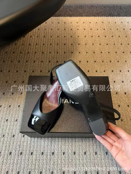 HAN Slingback Square-Toe Heels Black - 15