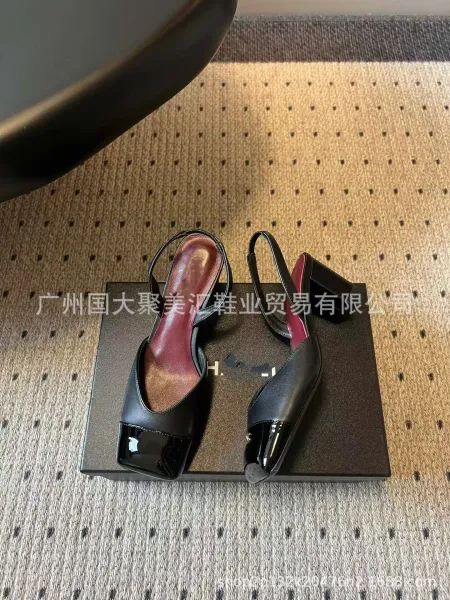 HAN Slingback Square-Toe Heels Black - 16