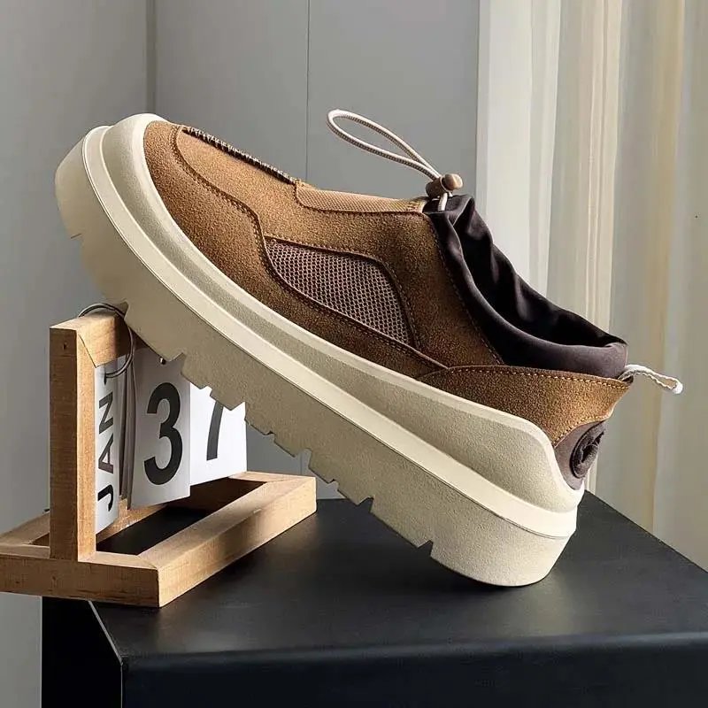 Design Chunky Platform Slip-On Sneakers Orange Beige - 15