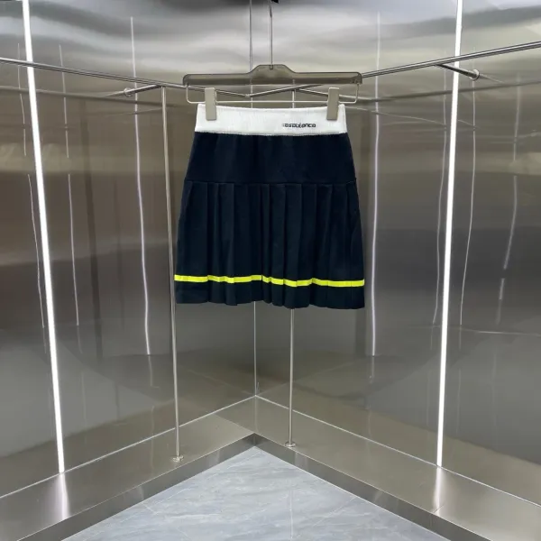 Casablanca Color-Block Knit Polo and Pleated Skirt Set in Navy, Burgundy, White, and Yellow - 8