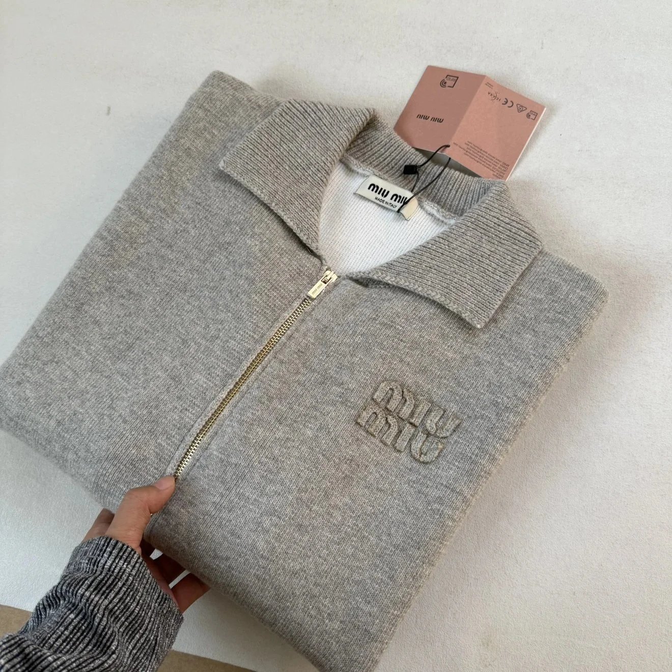 Design Knit Zip-Front Collar Cardigan Gray Outerwear.cardigan - 12