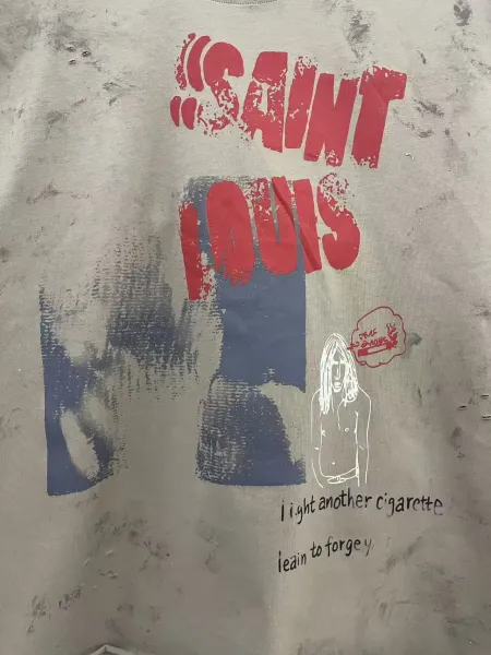 Saint Tears Graphic Print Oversized T-Shirt White - 12