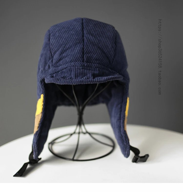 Diesel Trapper Hat Brown Corduroy with Yellow Black Trim - 8
