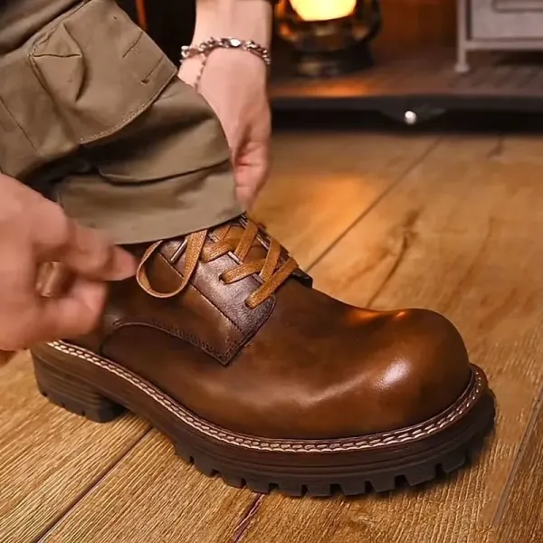 Design Work Boot Brown Leather Lace-Up Boots - 7