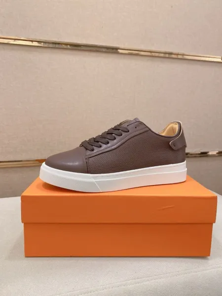 Design Santoni Perforated Leather Sneakers Navy Blue Sneakers - 5