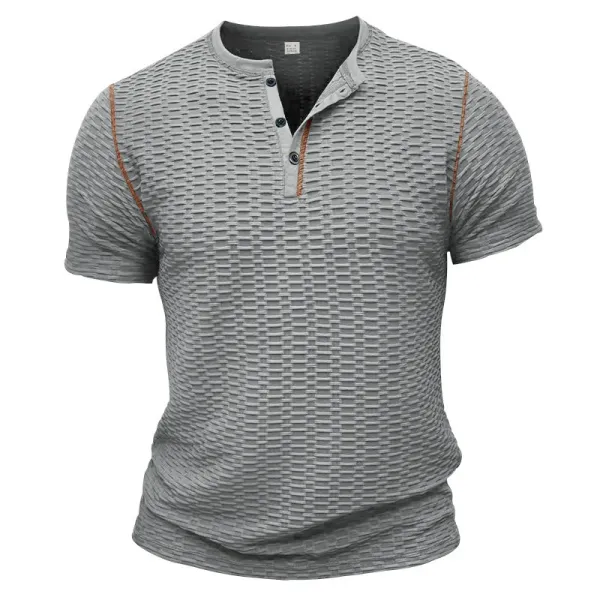 Design Henley T-Shirt Teal Textured - 14