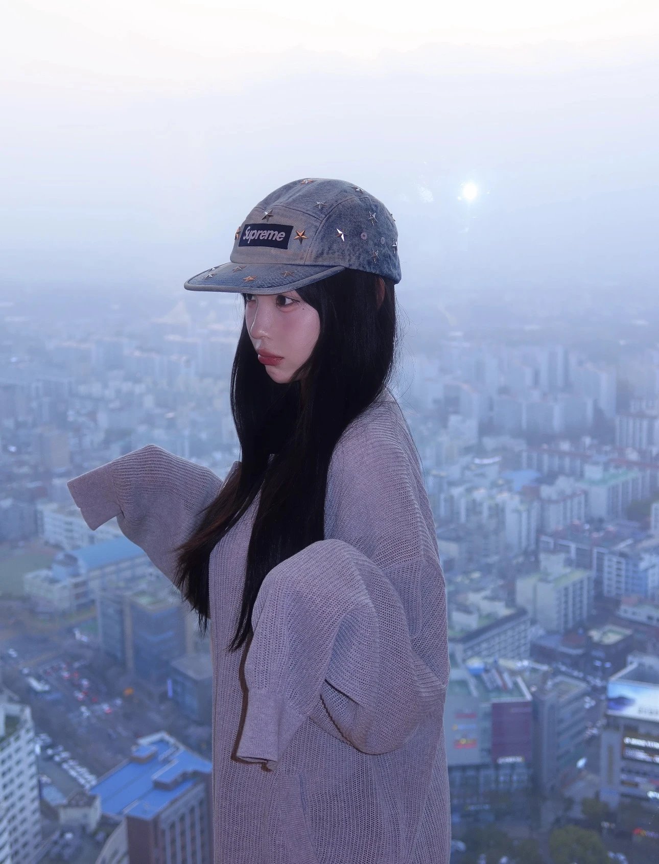 Supreme Denim Star-Studded Five-Panel Cap Light Blue Hats - 7