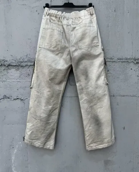 Design Cargo Pants Light Gray Washed Utility Pants - 47