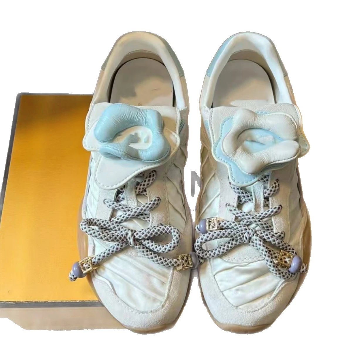 Gucci Rhyton White Blue Floral Decorative Sneakers