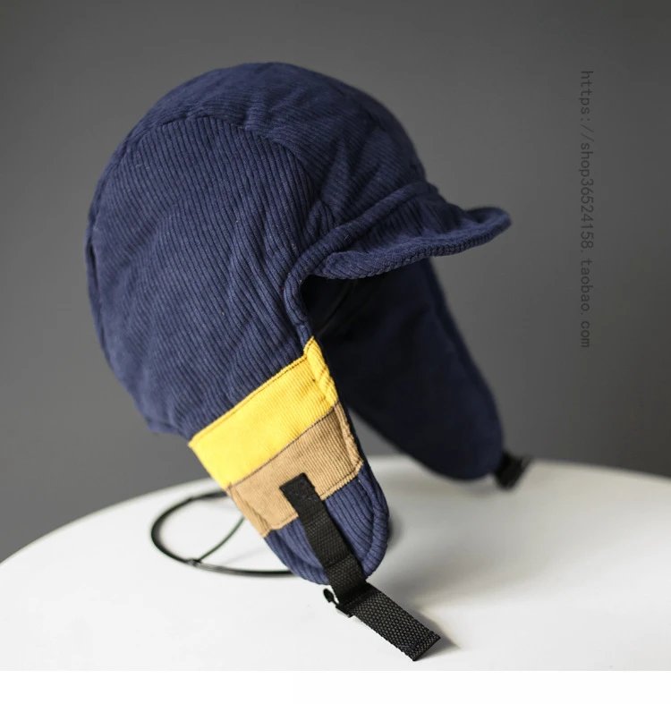 Diesel Trapper Hat Brown Corduroy with Yellow Black Trim - 10