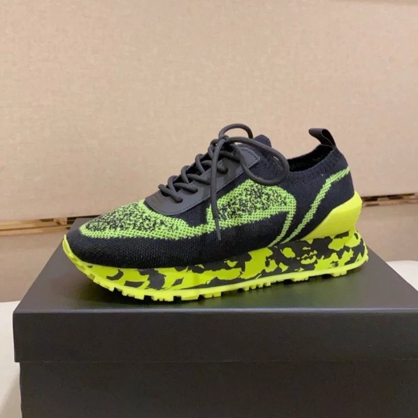 Balenciaga Track Sneakers Neon Green Black Knit Sneakers Chunky Sneakers