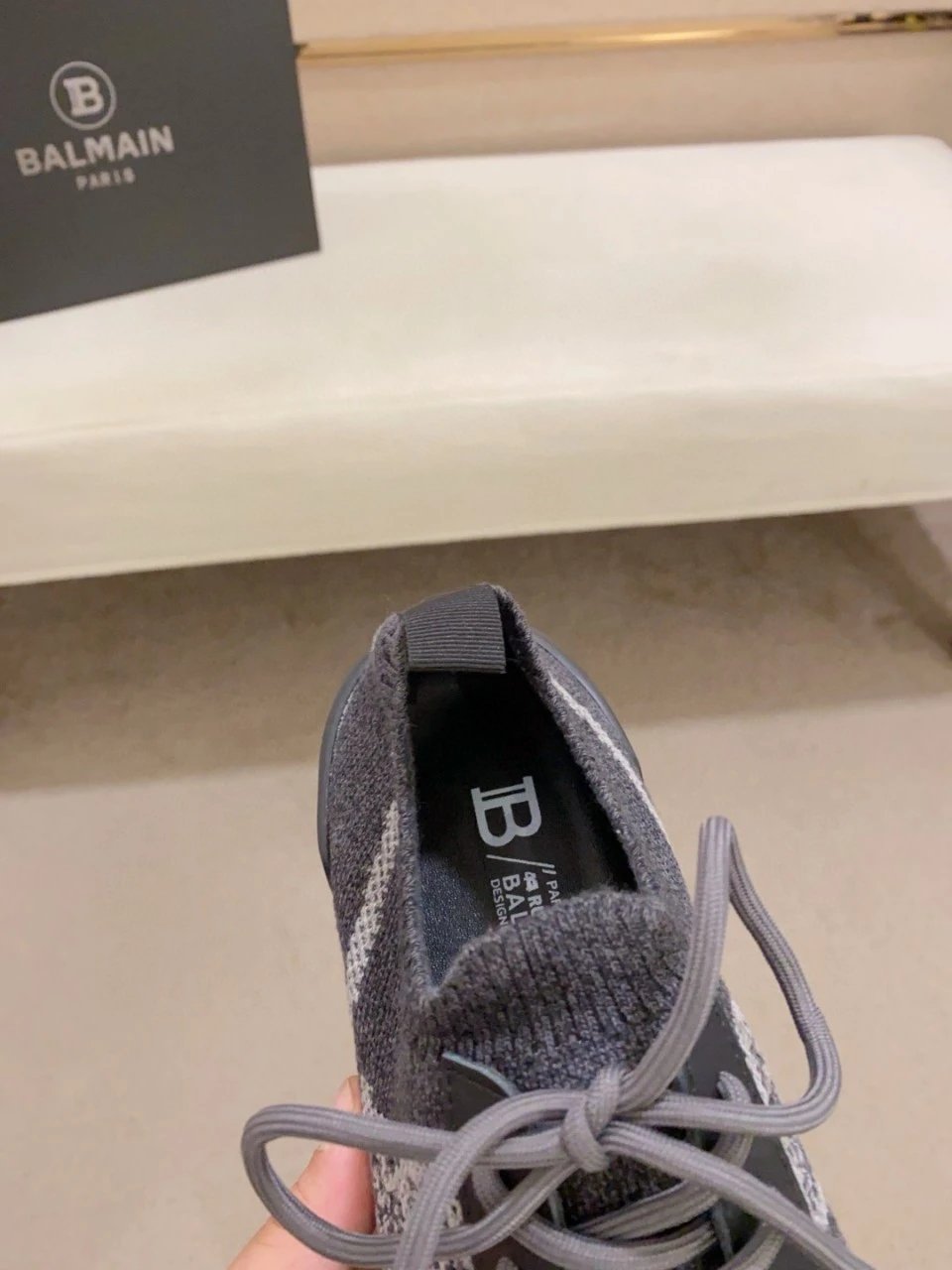 Balenciaga Track Trainer Gray Knit with Marble Sole Sneakers Chunky Sneakers - 4