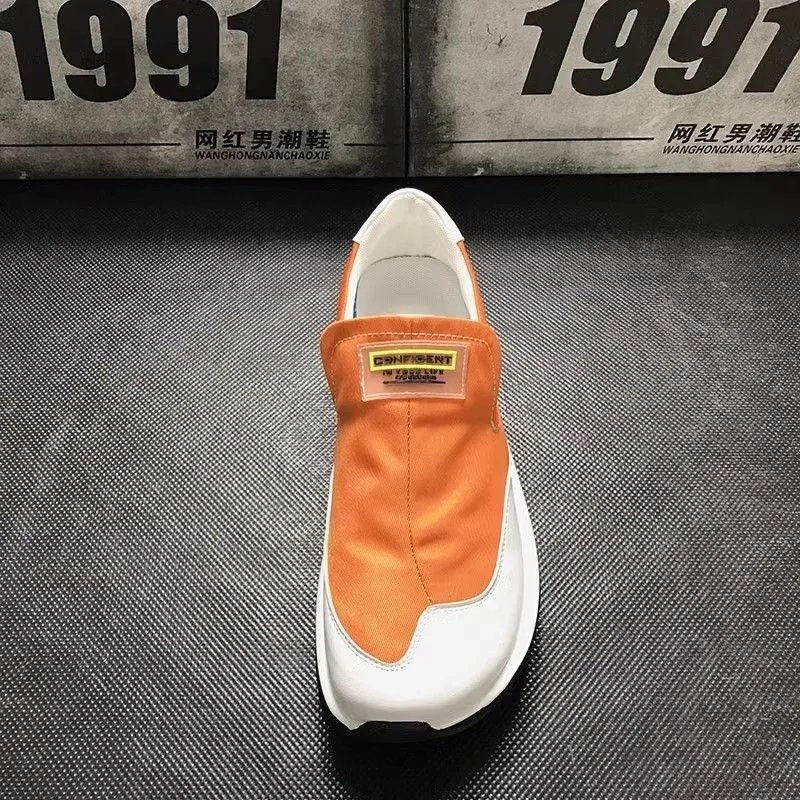 Design Slip-On Sneaker Orange and White Casual Shoes
