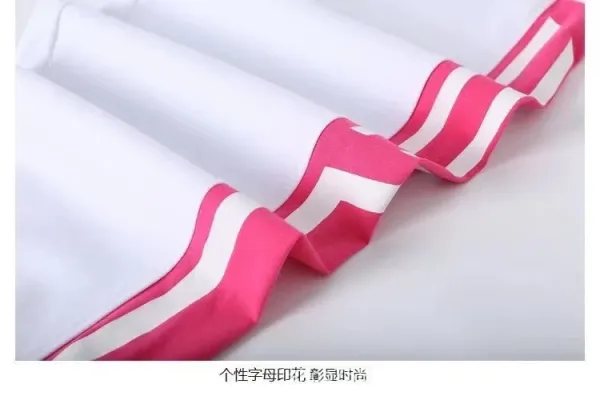 Design Track Pants White with Pink Side Stripe Sweatpants - 10
