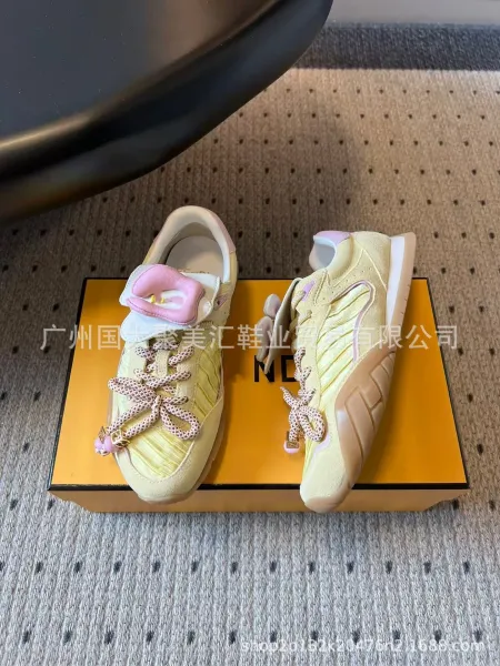Fendi Bow-Strap Pink Suede Sneakers - 4