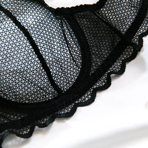Design Maison de Reefur Black Mesh Lace Bra and Thong Set Underwear - 39