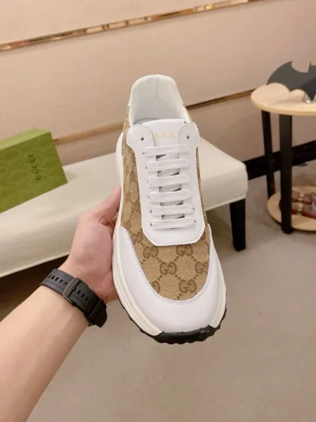 Gucci Rhyton GG Canvas Beige and White Chunky Sneakers - 9
