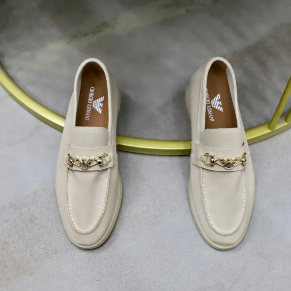 Giorgio Armani Loafer in Navy Suede with Eagle Buckle - 4