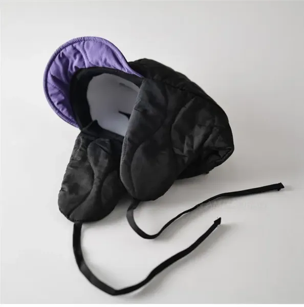 Design Quilted Fish Embroidery Bucket Hat Black Purple - 11