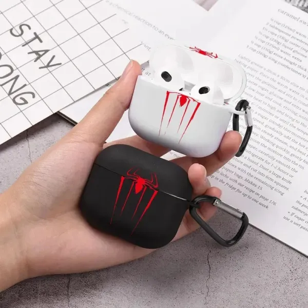 Design Spider-Man Logo AirPods Case Black Red Phone Accessories - 2