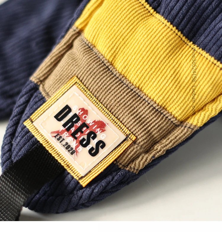 Diesel Trapper Hat Brown Corduroy with Yellow Black Trim - 12