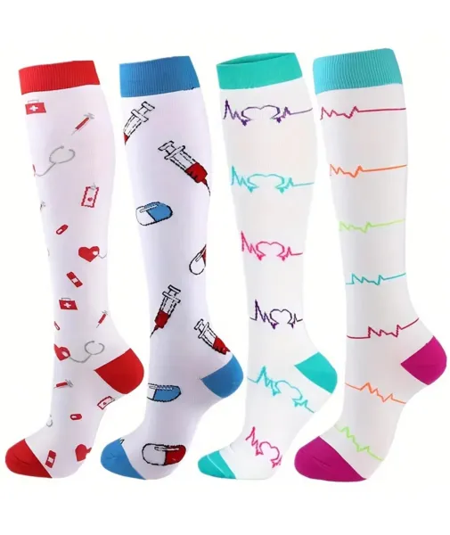 Design Cat-Themed Knee-High Socks Set Multicolor Socks - 11