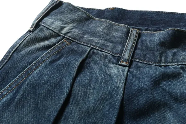 Design Madness Pleated Denim Shorts Blue Shorts - 11