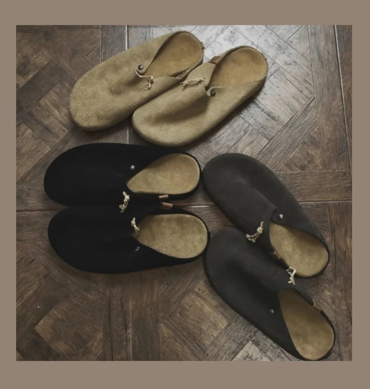 Design Suede Mule Slippers Beige Casual Shoes - 5