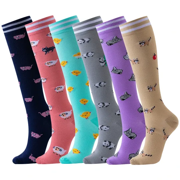 Design Cat-Themed Knee-High Socks Set Multicolor Socks - 12