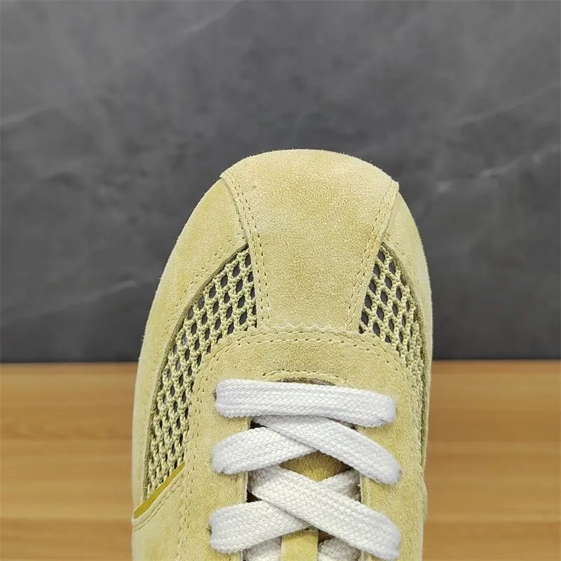Design Retro Mesh Sneakers Beige Yellow Casual Shoes - 6