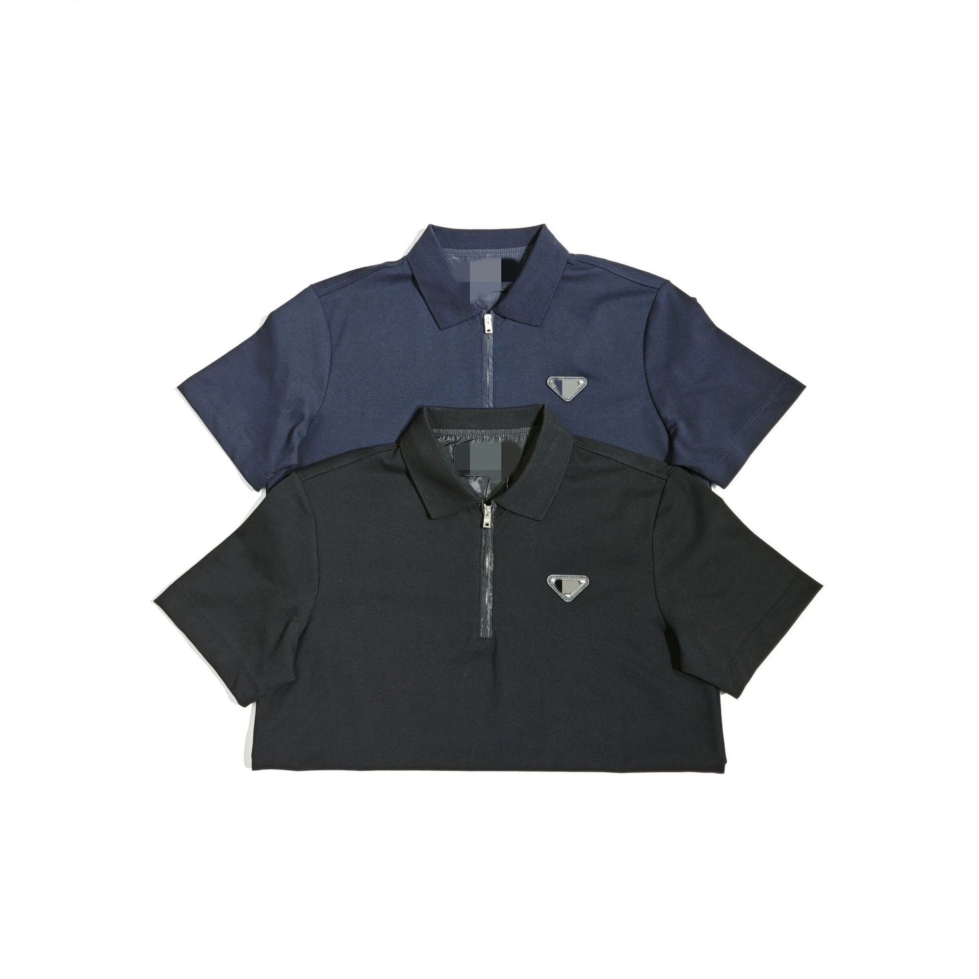 Prada Re-Nylon Black Triangle Logo Zip Polo Shirt