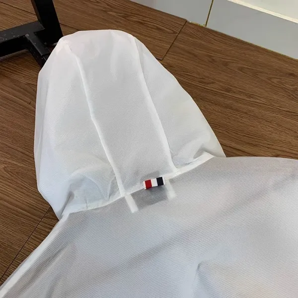 Thom Browne Windbreaker Navy Blue with Red-White-Blue Stripe Sleeve Detail Outerwear - 18