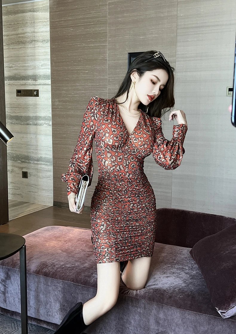 Design Leopard Print Ruched Mini Dress - 10
