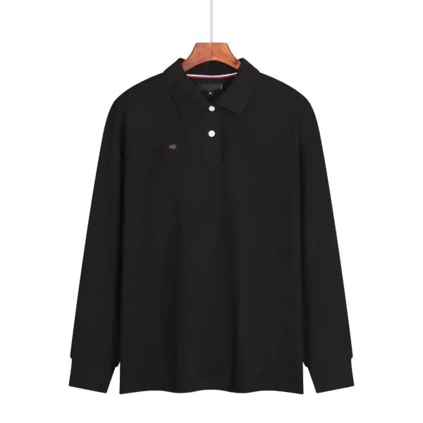 Tommy Hilfiger Classic Long Sleeve Polo Black Tops.polo - 1