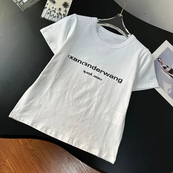 Alexander Wang Logo Print White Cropped T-Shirt - 6