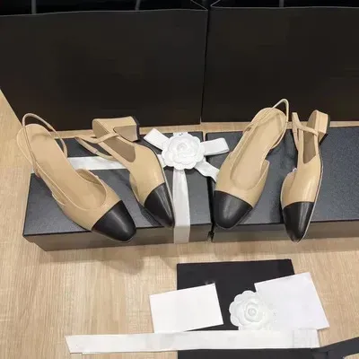 Chanel Two-Tone Gold and Black Slingback Heels - 15