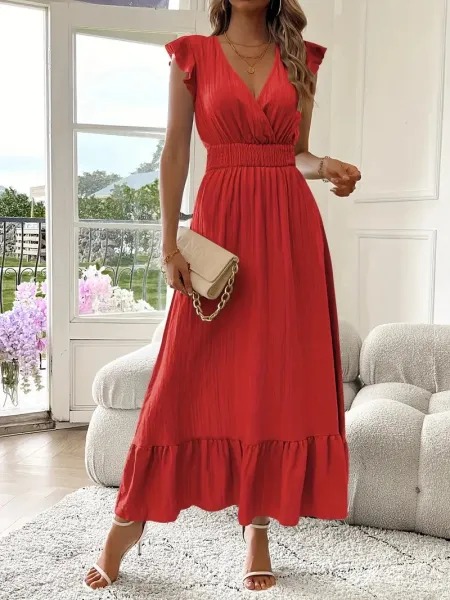 Design Wrap Ruffle Hem Maxi Dress Gray - 16
