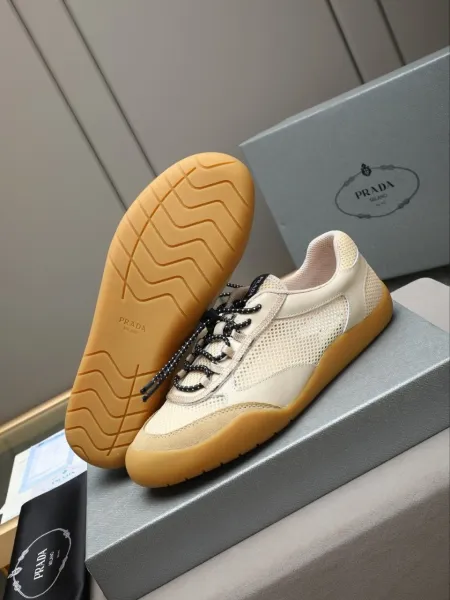 Prada Re-Nylon Mesh Sneakers Gray and Amber - 13