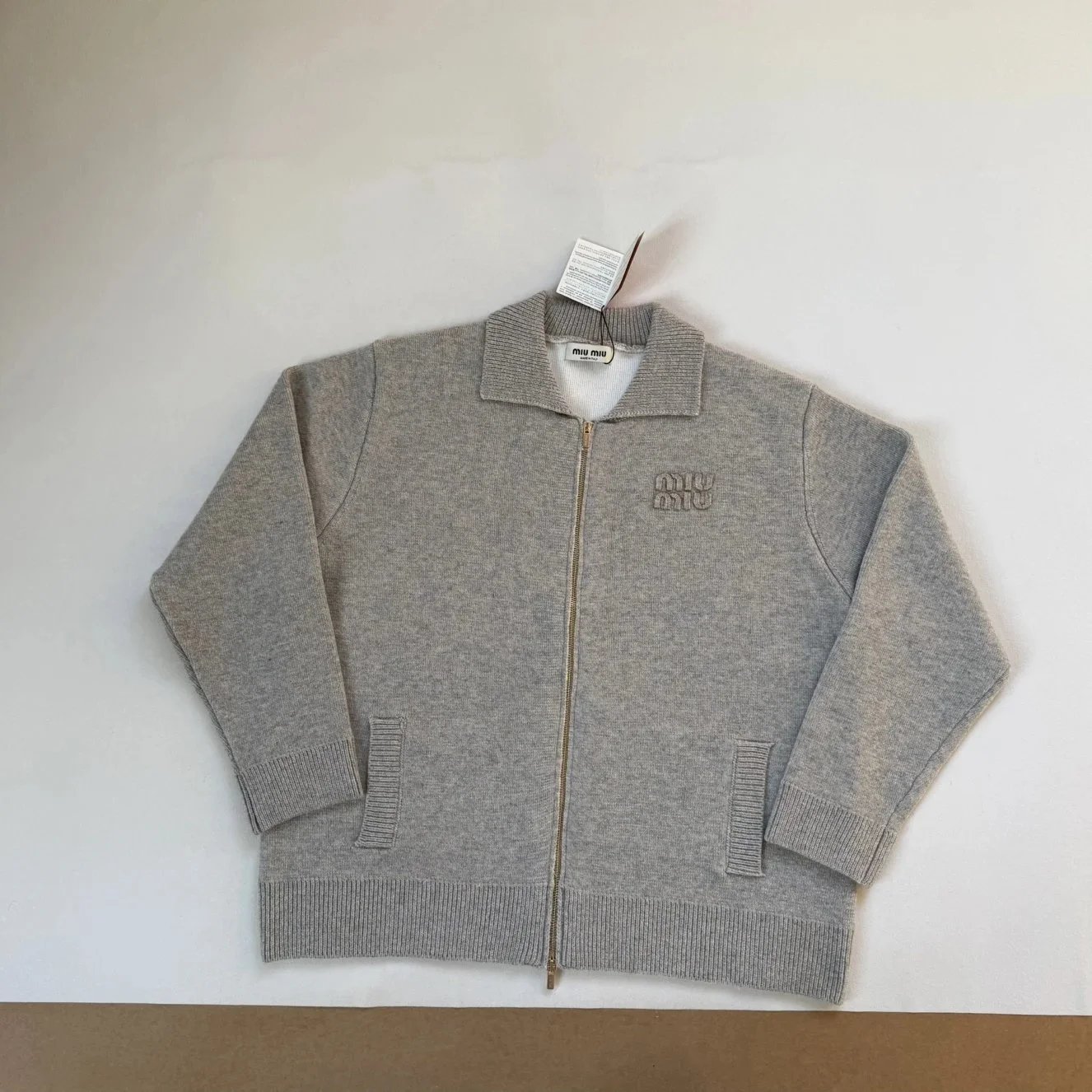 Design Knit Zip-Front Collar Cardigan Gray Outerwear.cardigan - 13